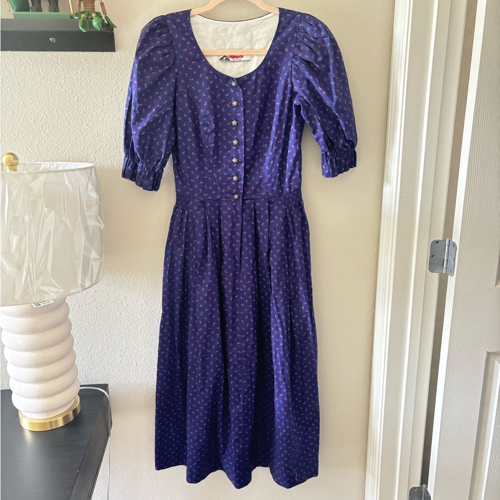 Blue and White Buttoned Puff Sleeve Sundress